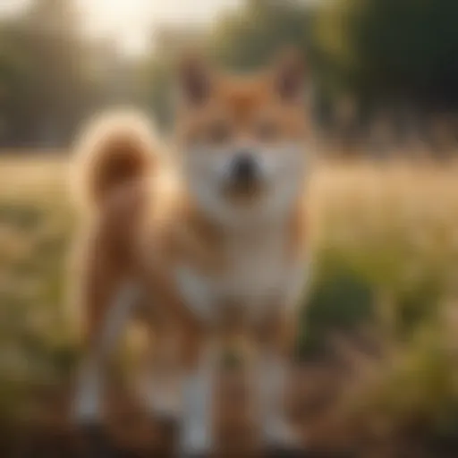 Regal Kishu Inu standing proudly in a field