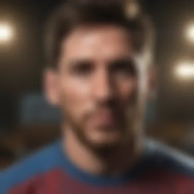 Lionel Messi Portrait in Digital Landscape