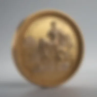 Close-up of a magnifying glass examining intricate details of a gold sovereign