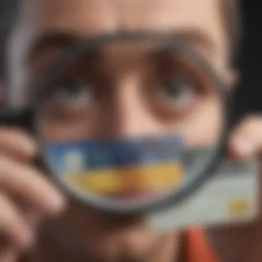 Magnifying glass focusing on responsible credit card usage