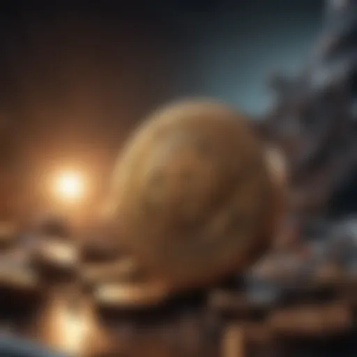 Abstract concept artwork of digital transformation in cryptocurrency mining