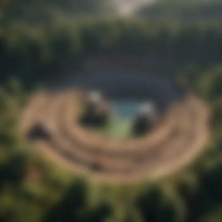 Ecosystem Disruption Aerial view of a mining site surrounded by lush green forests