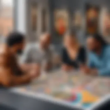 Diverse art collectors engaging with MOMA NFT platform