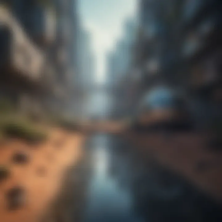 Futuristic NFT Land Exploration Abstract representation of futuristic NFT land