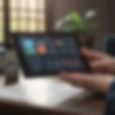 Person using digital tablet for financial services