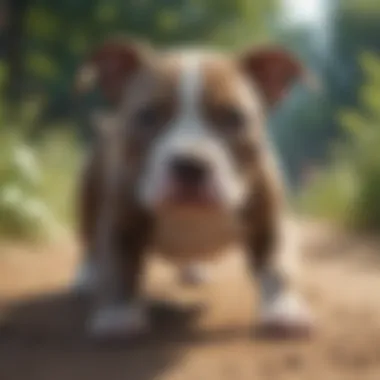 Curious Pitbull Puppy Delving into Its Surroundings Pitbull Puppy Playfully Exploring