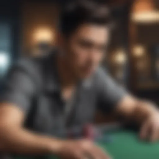 Singaporean poker player in intense concentration