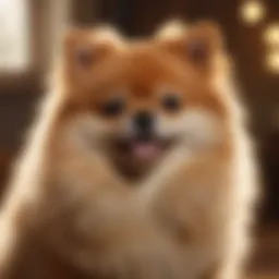 Pomeranian with luxurious coat