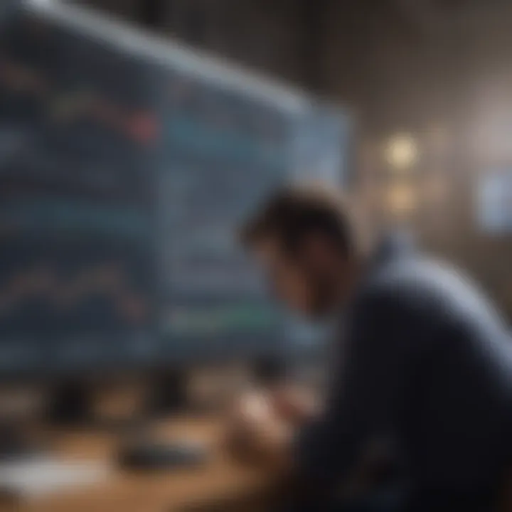 Illustration of a person monitoring real-time cryptocurrency market data