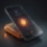 Illustration of a futuristic mobile phone with a glowing reload symbol