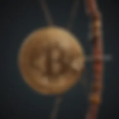 Bitcoin symbol integrated with Robin Hood's bow and arrow