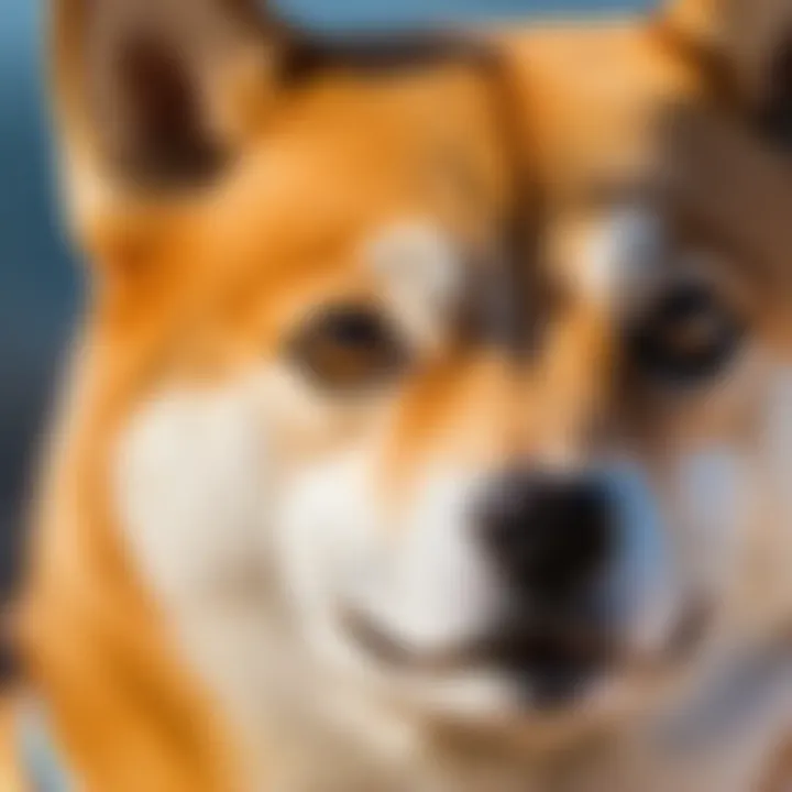 A close-up of a Shiba Inu's expressive eyes with a playful expression