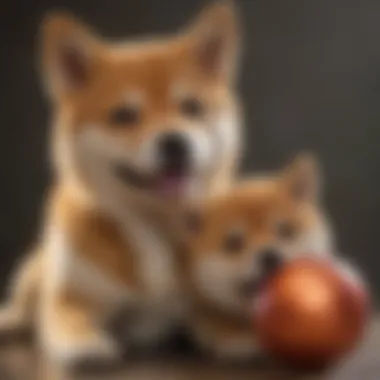 Shiba Inu puppy playing with toy