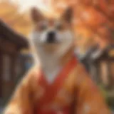 Elegant Shiba Inu Adorned in Traditional Japanese Kimono
