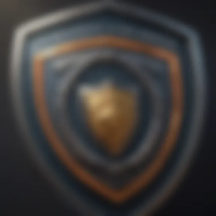 Multi-Layered Cybersecurity Defense Shield with layers of protection against cyber threats