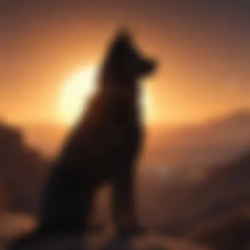 Enigmatic Silhouette of Sol Dog Mysterious silhouette overlooking the cosmic horizon