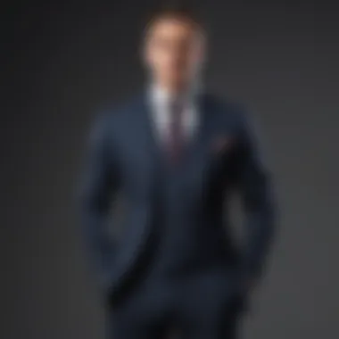 Elegant suit ensemble displayed on a minimalist backdrop