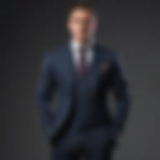 Elegant suit ensemble displayed on a minimalist backdrop