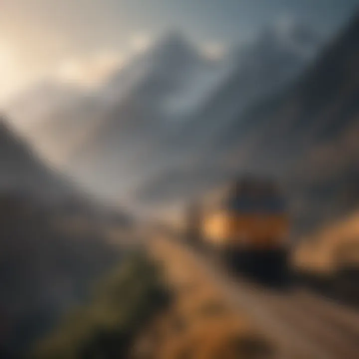 Visualizing Trade Routes Amidst the Majestic Himalayan Mountains Trade Routes Carving Through the Mountains