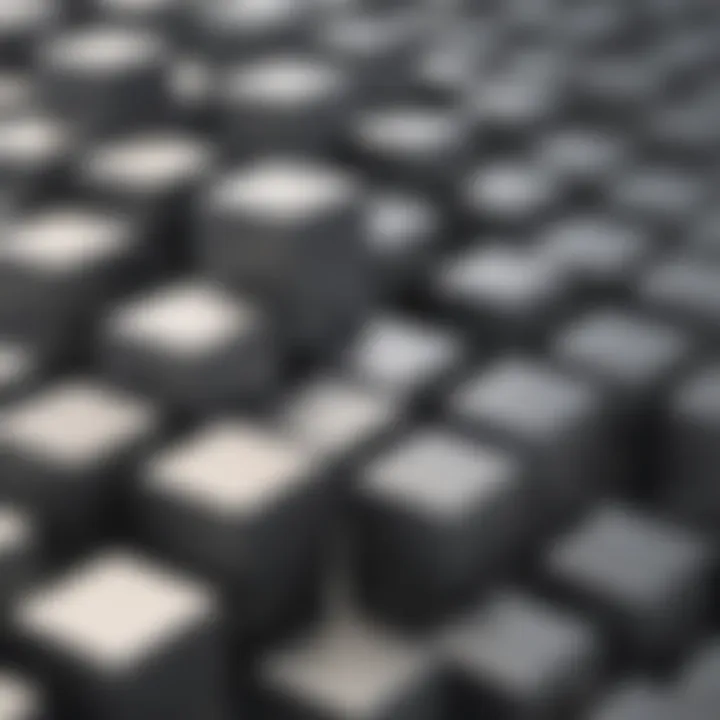 An artistic representation of the tungsten cube juxtaposed with other materials highlighting its density.