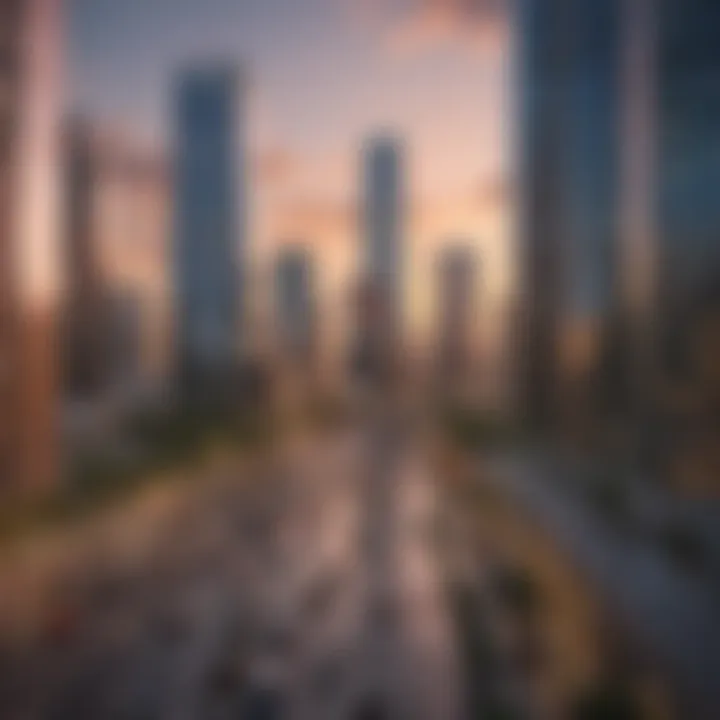 An elegant financial district in Mexico City with modern skyscrapers