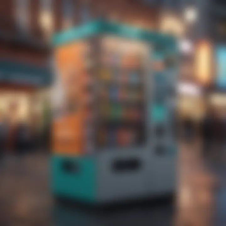 Modern vending machine in urban setting