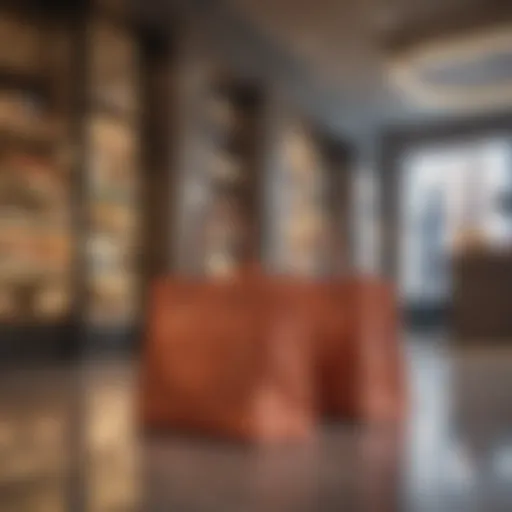 Elegant shopping bags in a luxurious store