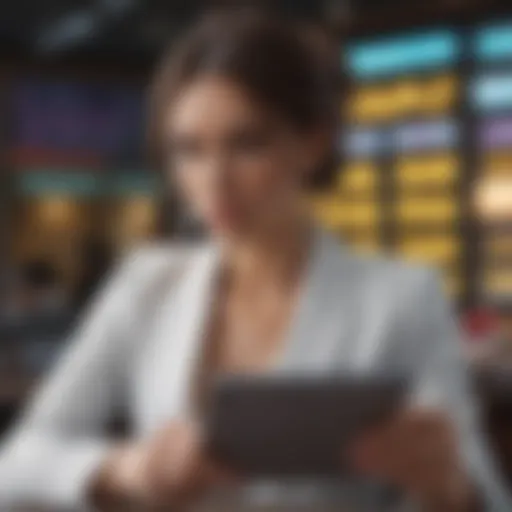 Businesswoman analyzing market news on digital tablet