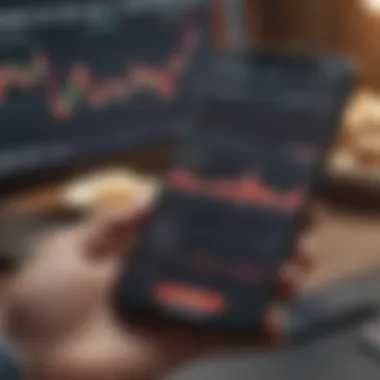 Market News App with Stock Market Graphs Market news app on smartphone screen with stock market graphs