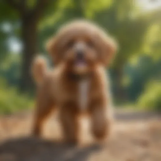 A Cavapoo playing in a sunny park