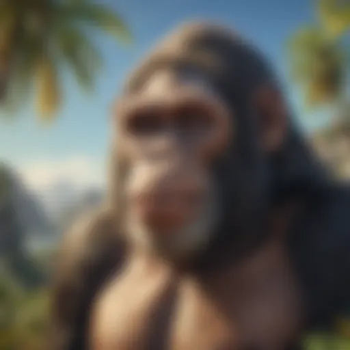 A vibrant digital artwork representing the essence of Stoned Apes NFT, featuring colorful ape characters in a surreal landscape.