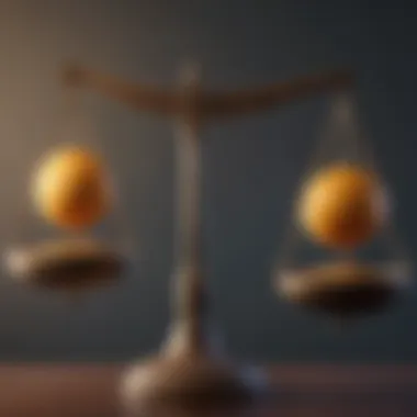 Illustration showing a balance scale with risk on one side and gains on the other