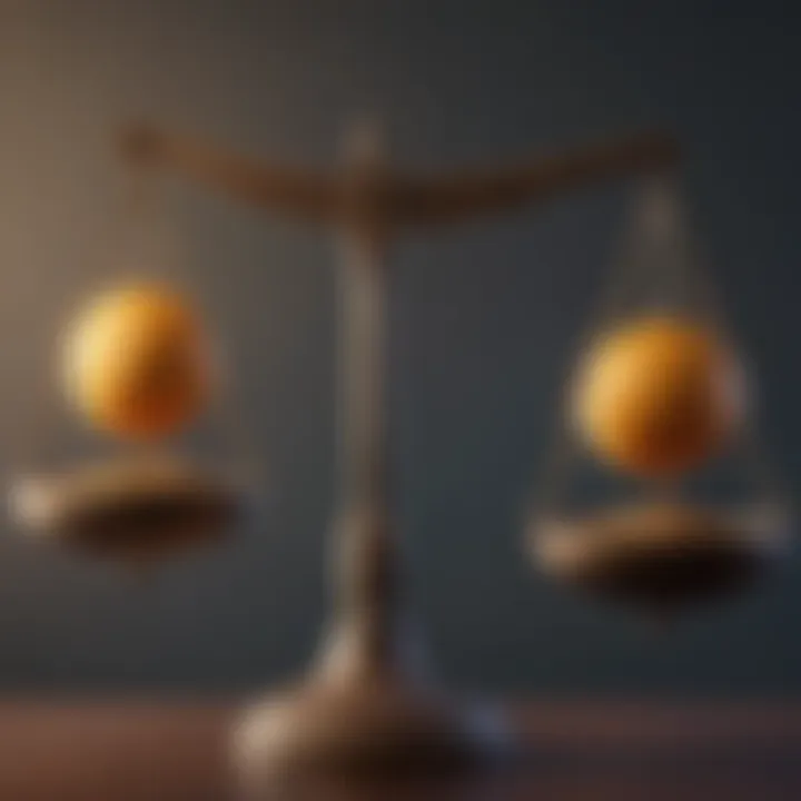 Illustration showing a balance scale with risk on one side and gains on the other