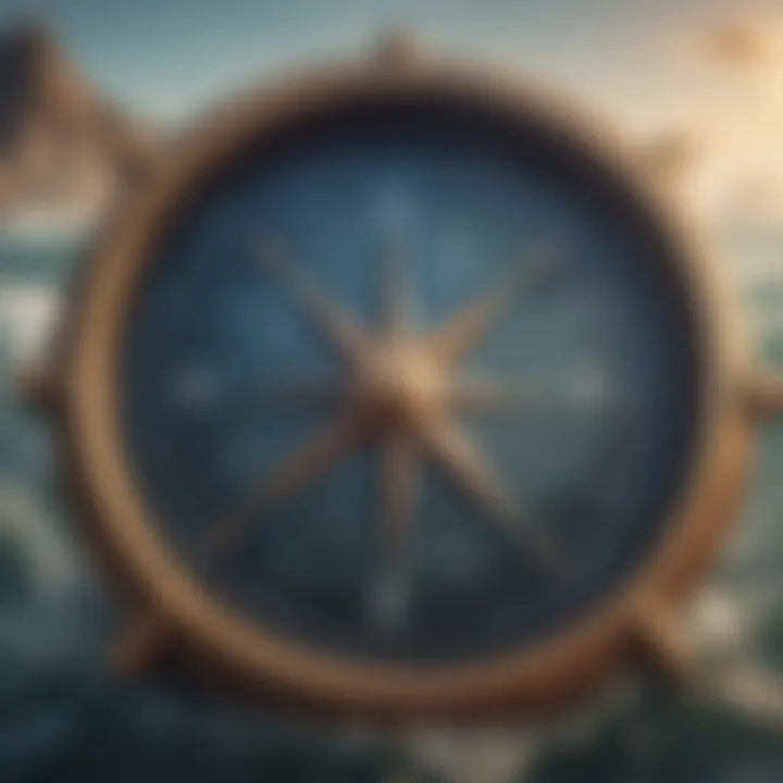 Illustration of a compass guiding through the turbulent waters of financial markets