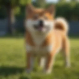 Shiba Inu puppy playing in the grass