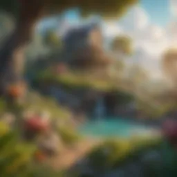 A vibrant landscape of Axie Infinity showcasing various Axies in a digital realm