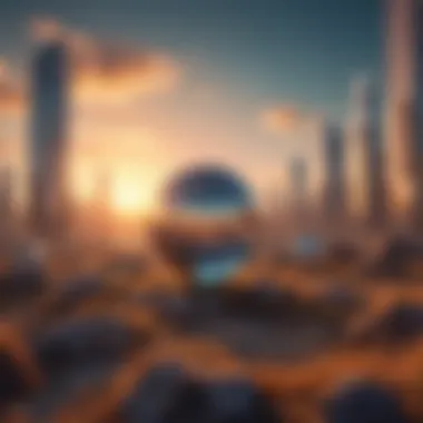 Digital Landscape of the Metaverse Digital landscape showcasing interconnected virtual environments.