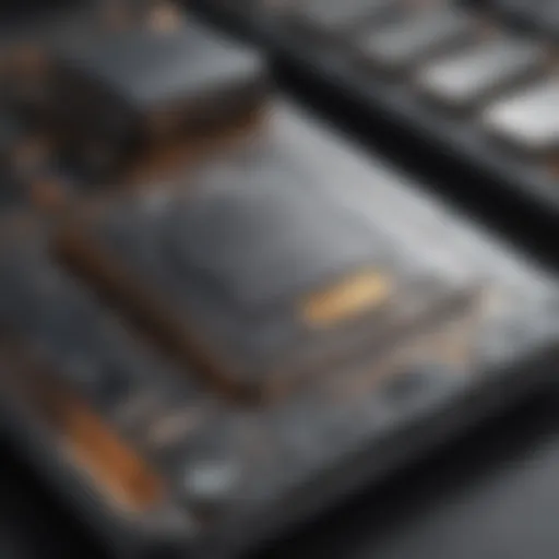 Close-up of a hardware wallet showcasing intricate design and build quality