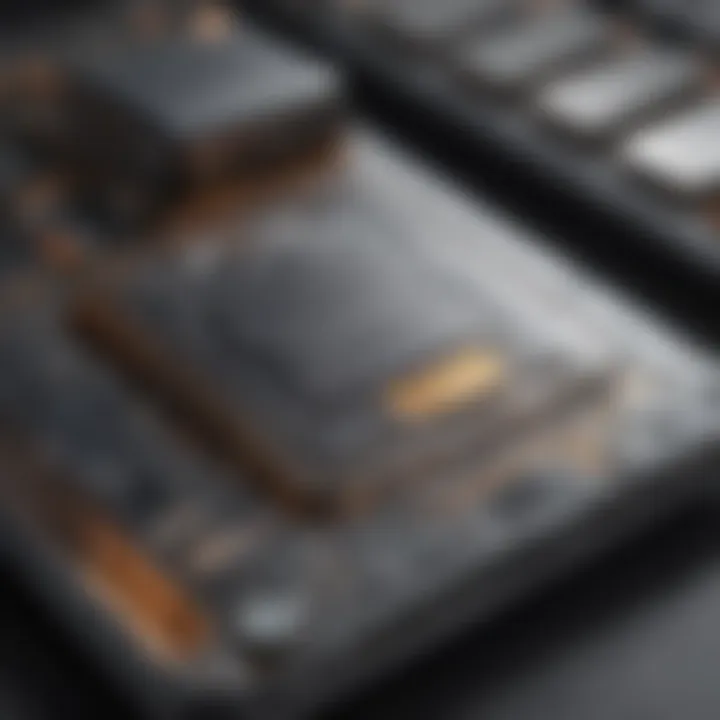 Close-up of a hardware wallet showcasing intricate design and build quality