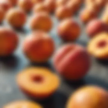 Global trade map highlighting peach export routes