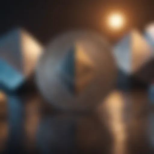 A conceptual illustration of Ethereum smart contracts and blockchain technology.