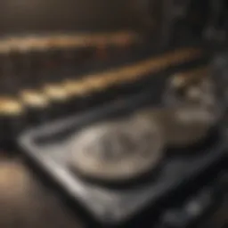 Illustration of a digital mining setup with servers and equipment