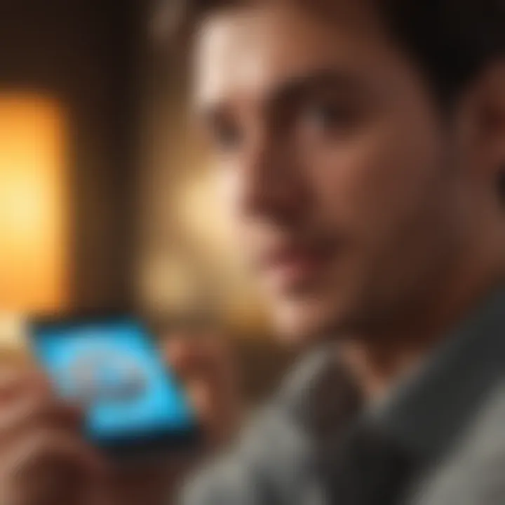 Digital art depicting a person engaging with crypto ads
