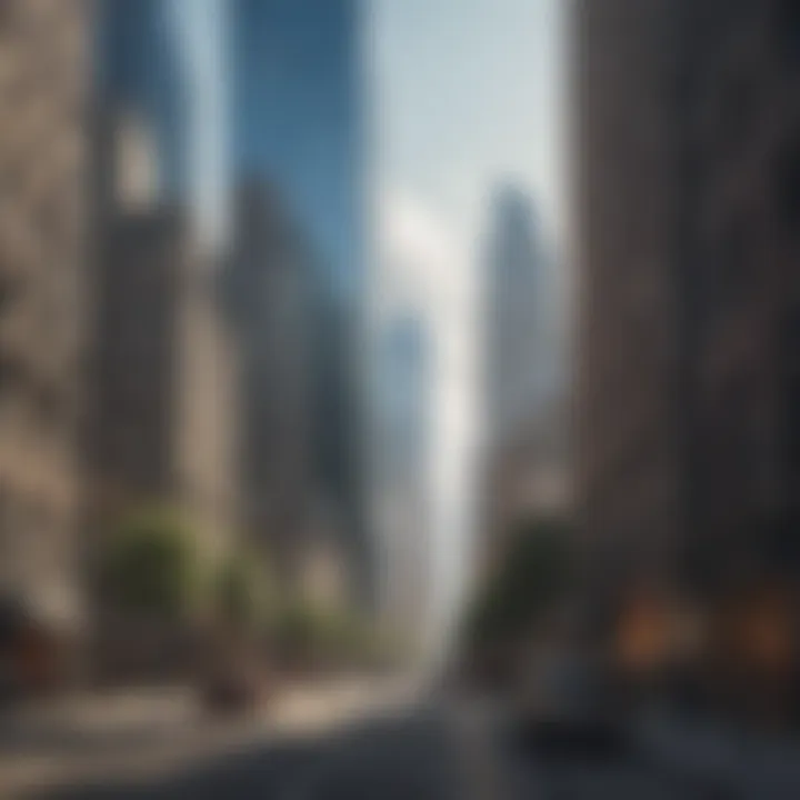 Urban cityscape with financial district buildings