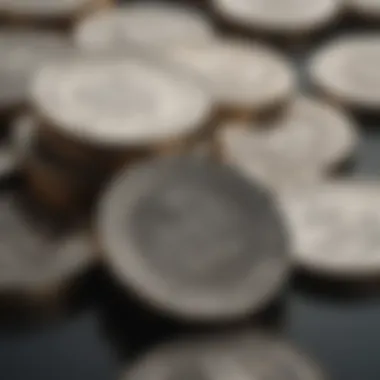 Stack of valuable HCC coins reflecting light