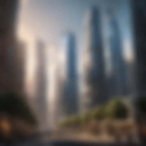 Digital landscape with futuristic skyscrapers