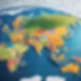 Illustration of diverse world map showing visa types