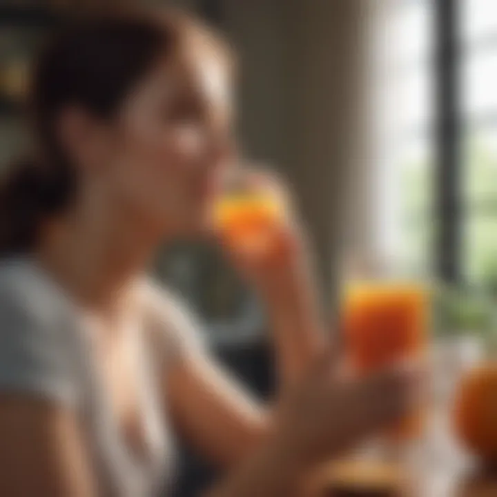 Woman Enjoying a Glass of Nutrient-Rich Juice