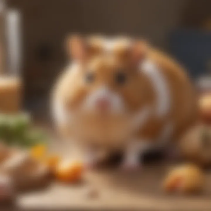 A responsible breeder interacting with healthy hamsters in a clean, caring environment.