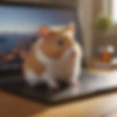 Buying Hamsters Online A laptop displaying an online platform for purchasing hamsters safely and ethically.